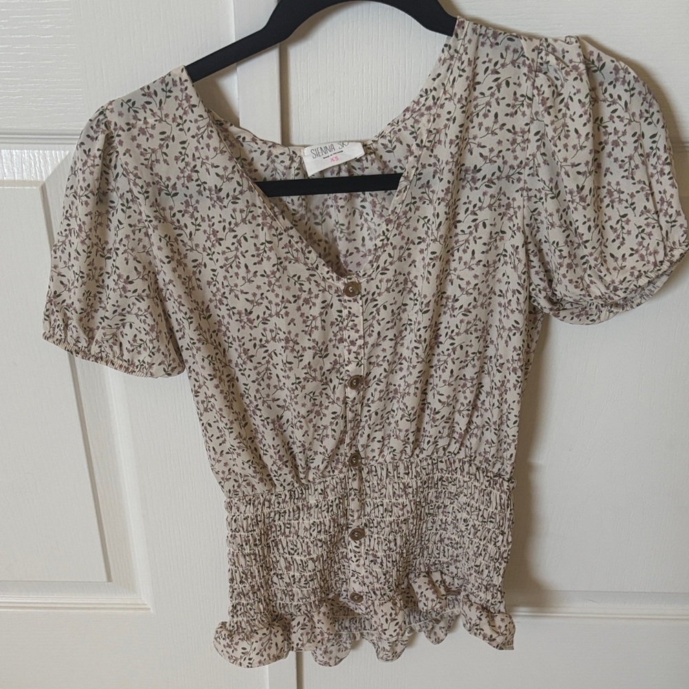 Floral Print Women's Top - Cream